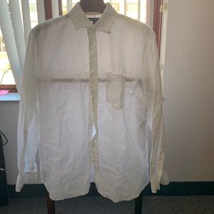 Banana republic Mens white 100% linen button up long sleeve L size